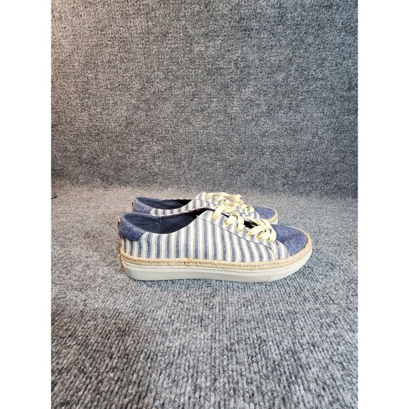 Liz Claiborne Sneakers Womens Size 8 Blue White Stripes Lace up Boat Deck Shoes - Picture 3 of 8